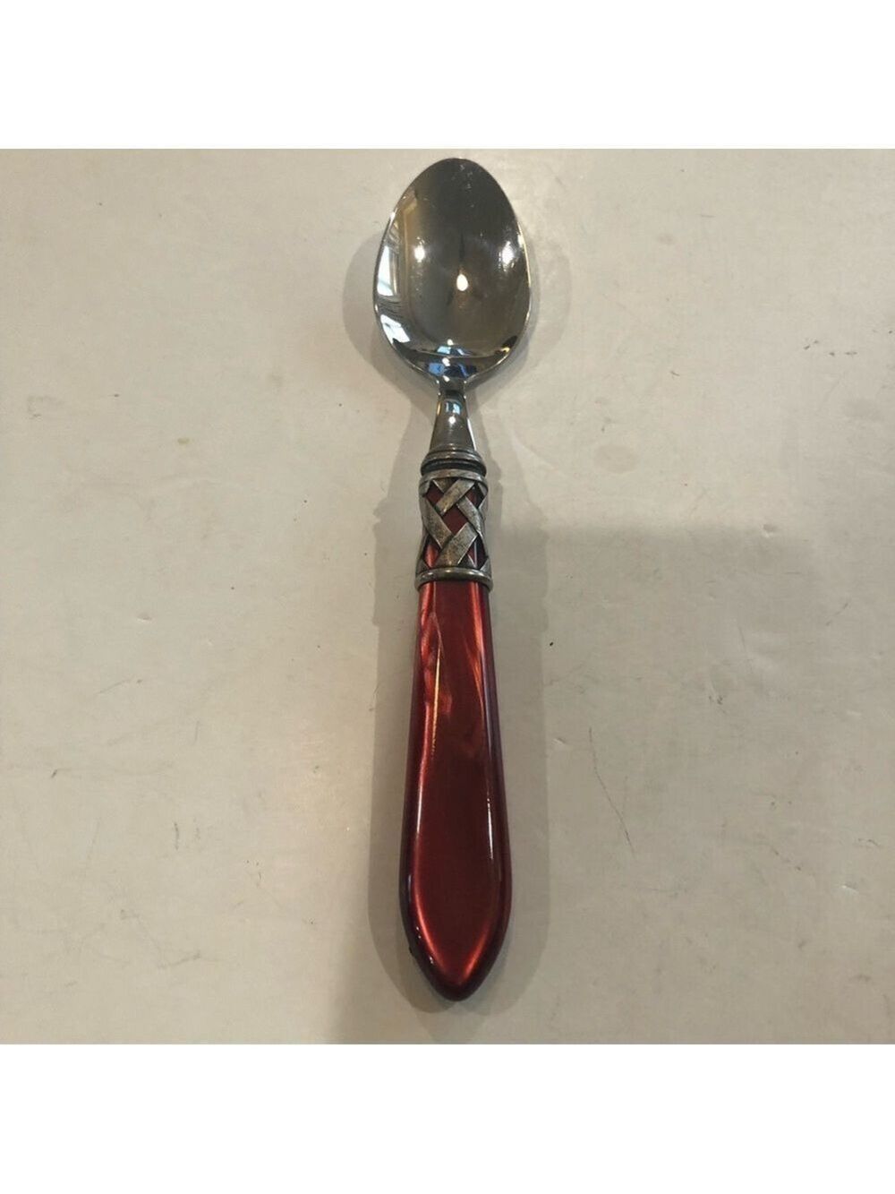 Bugatti for Vietri Aladdin soup spoon. Red handle. Replacement. Italian